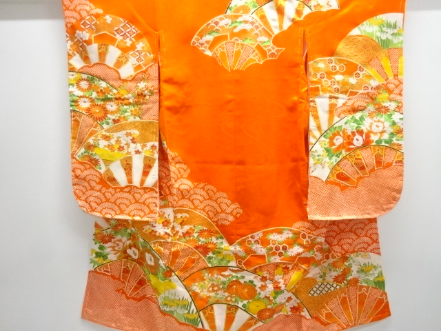 JAPANESE KIMONO / KIMONO FOR KIDS / EMBROIDERY / FOLDING FAN & PEONY