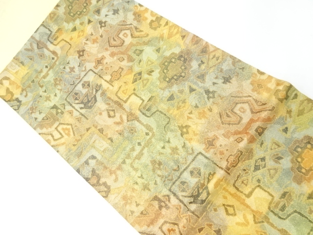 JAPANESE KIMONO / HIRAKI NAGOYA OBI / WOVEN ABSTRACT PATTERN 