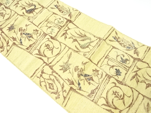JAPANESE KIMONO / NAGOYA OBI / WOVEN FLOWER & BRID 