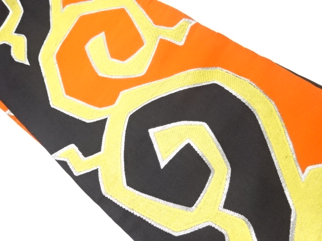 JAPANESE KIMONO / ANTIQUE NAGOYA OBI / SILK / WOVEN ABSTRACT PATTERN