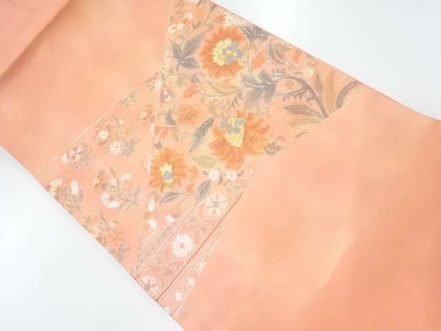 JAPANESE KIMONO / NAGOYA OBI / EMBROIDERY / ARABESQUE FLOWER 