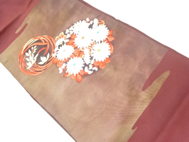 JAPANESE KIMONO / NAGOYA OBI / WOVEN ROUNDEL FLOWER 