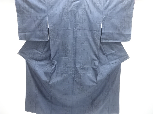 JAPANESE KIMONO / UNUSED DORO OSHIMA TSUMUGI (5 maruki) / WOVEN GEOMETRIC PATTERN 