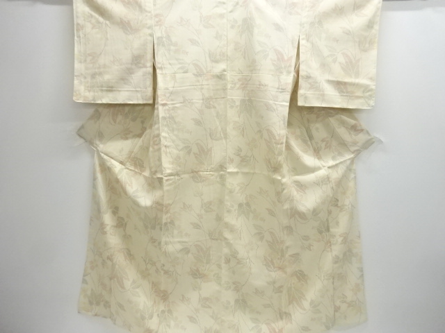 JAPANESE KIMONO / ANTIQUE HITOE KIMONO / SILK / SHIOZAWA / WOVEN FLORAL PLANTS