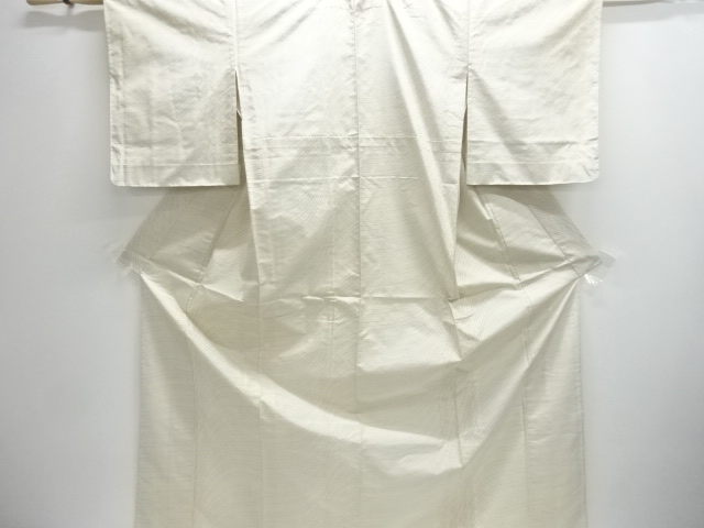 JAPANESE KIMONO / UNUSED HITOE TSUMUGI / WOVEN WAVY STRIPE 