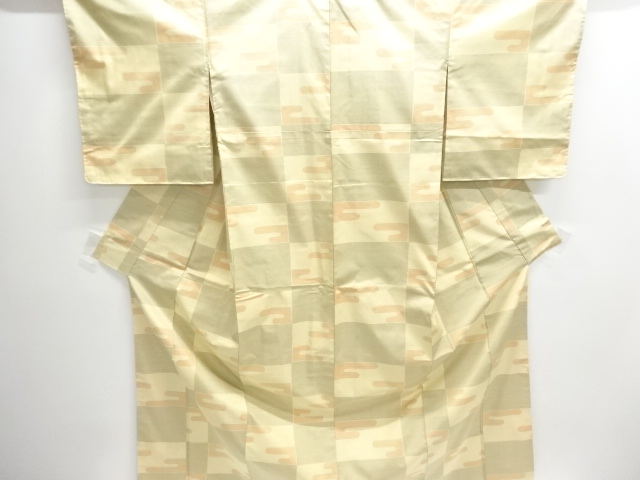 JAPANESE KIMONO / OSHIMA TUSMUGI / WOVEN ICHIMATSU PATTERN 