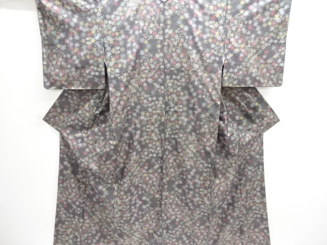 JAPANESE KIMONO / DORO OSHIMA TSUMUGI (5 maruki) / WOVEN UME & MAPLE 