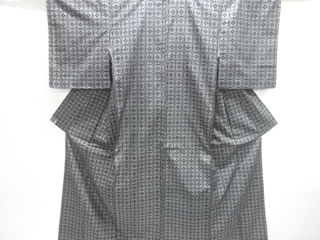 JAPANESE KIMONO / UNUSED / TSUMUGI / WOVEN RHOMBUS FLOWER