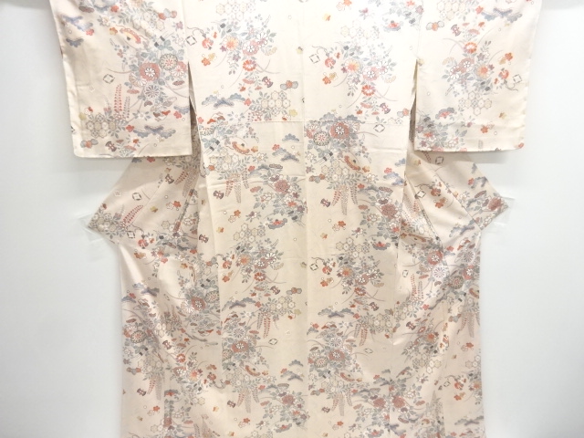 JAPANESE KIMONO / UNUSED KOMON / FLOWER & PLANT 