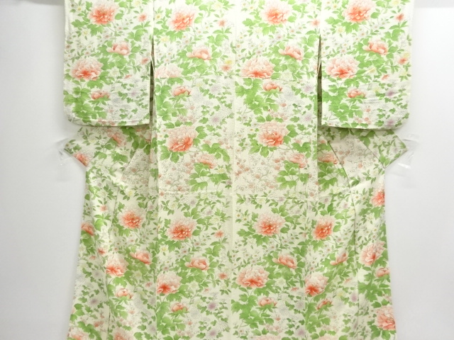 JAPANESE KIMONO / HITOE KOMON / CHIRIMEN / FLOWER & PLANT 