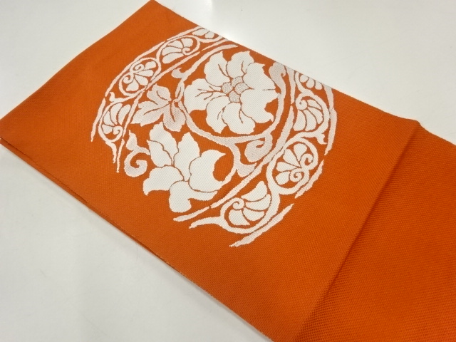 JAPANESE KIMONO / NAGOYA OBI / WOVEN ARABESQUE FLOWER