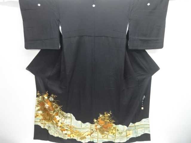 作家物　箔置き　花車模様留袖（比翼付き）