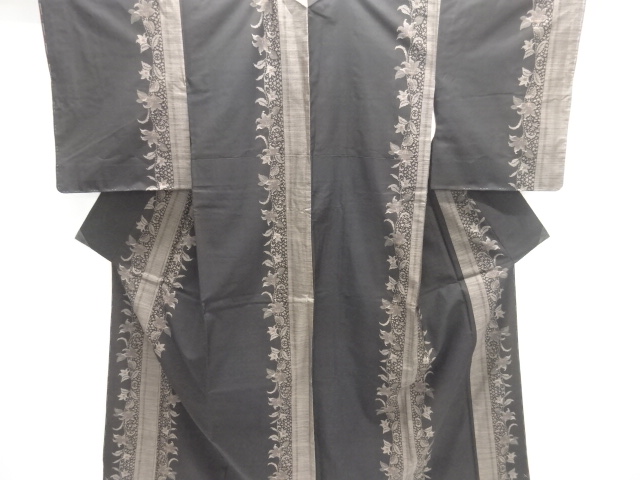 JAPANESE KIMONO / DORO OSHIMA TSUMUGI (9 maruki) / WOVEN FLOWER 
