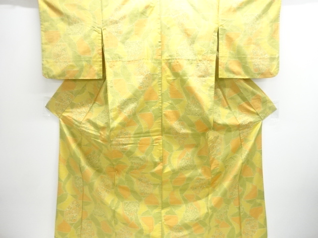 JAPANESE KIMONO / HITOE TSUMUGI / WOVEN ABSTRACT FLOWER 