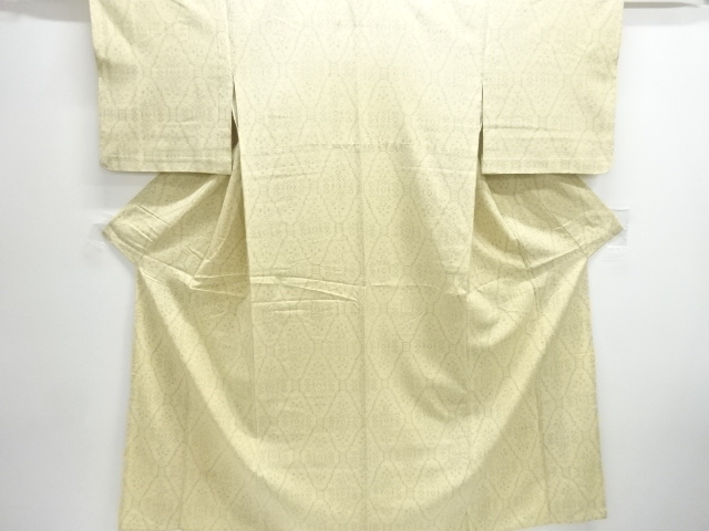 JAPANESE KIMONO / ANTIQUE FLORAL PATTERN WOVEN TSUMUGI HITOE KIMONO