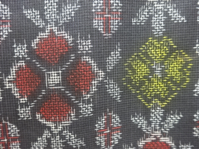 JAPANESE KIMONO / ANTIQUE HANABISHI PATTERN WOVEN AUTHENTIC MURAYAMA O