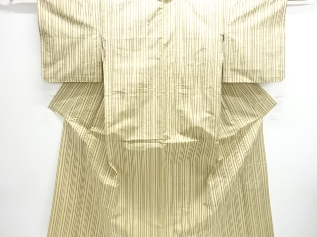 JAPANESE KIMONO / ANTIQUE STRIPED TSUMUGI HITōE KIMONO