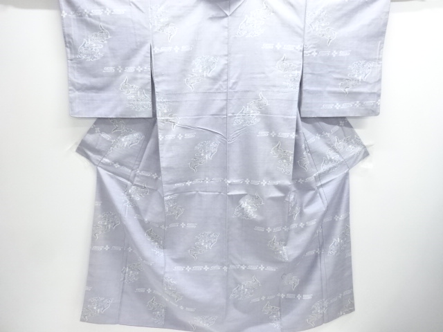 JAPANESE KIMONO / ANTIQUE ABSTRACT KOI PATTERN WOVEN- TSUMUGI KIMONO