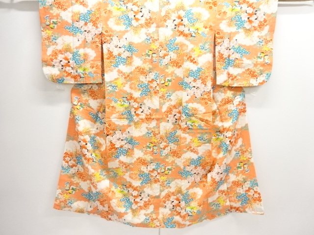 アンティーク　ぼんぼりに花模様長襦袢