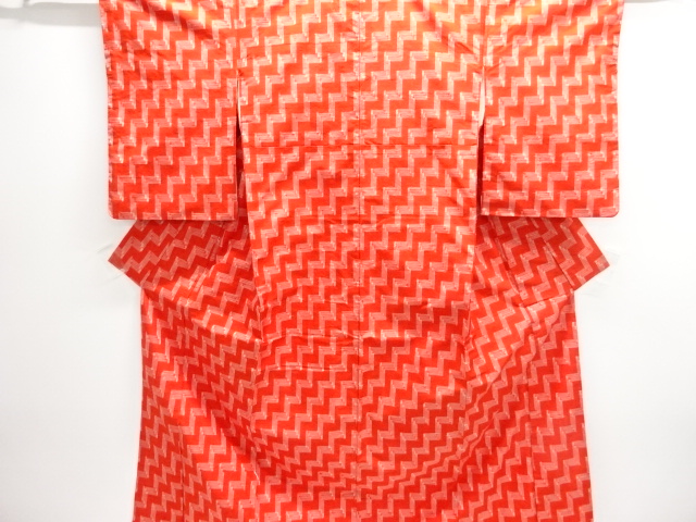 JAPANESE KIMONO / GEOMETRIC PATTERN WOVEN TSUMUGI KIMONO
