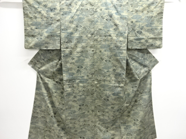 JAPANESE KIMONO / TSUMUGI KIMONO / FLOWER / GRASS PATTERNS A FLOWING W