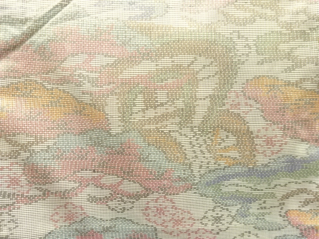 JAPANESE KIMONO / ANTIQUE KIMONO / SILK / OSHIMA TSUMUGI / WOVEN CARRIAGE