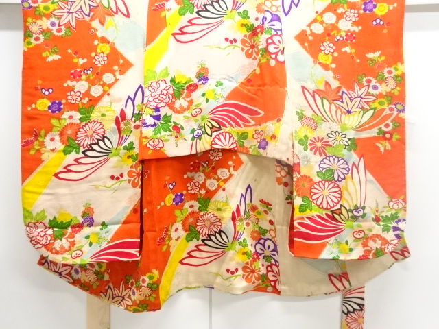 JAPANESE KIMONO / ANTIQUE NISHIKI KIMONO FOR SUMMER FLORAL PATTERN KIM