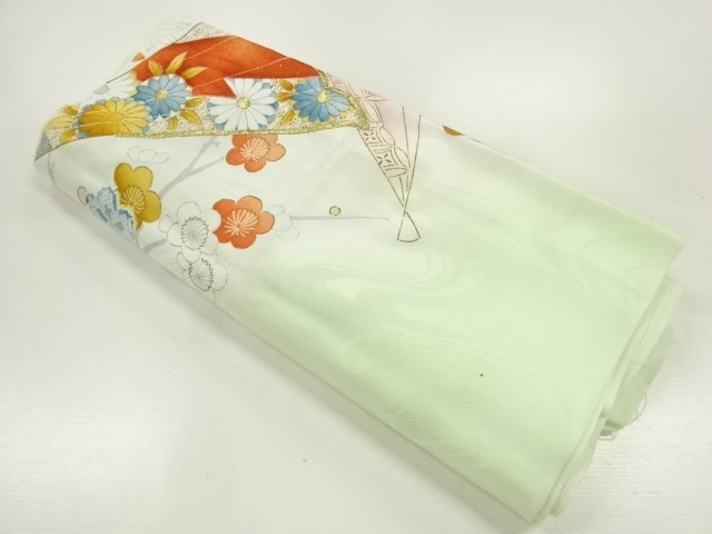 アンティーク　花模様刺繍着物洗い張り
