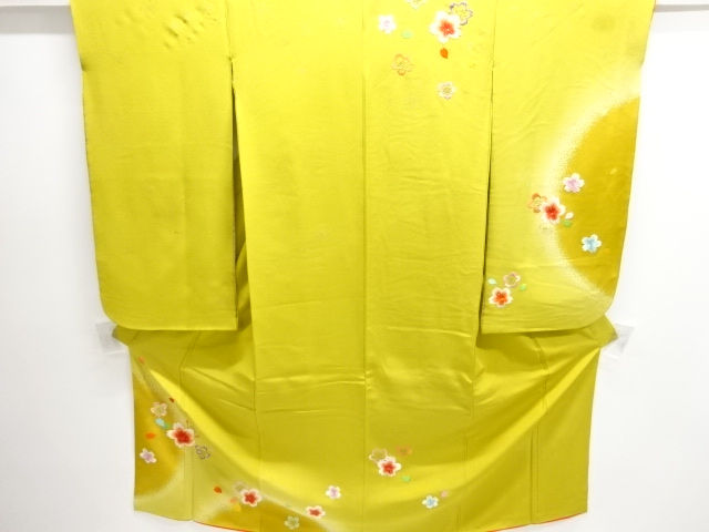 アンティーク　桜模様刺繍子供着物(重ね衿付き)