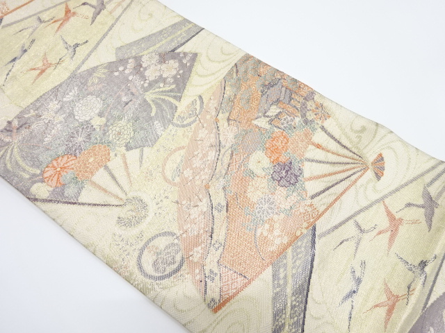 リサイクル　佐賀錦　扇面御所車能衣文織り出し袋帯