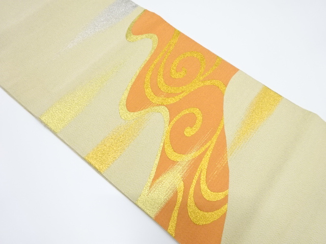 7150819: JAPANESE KIMONO / VINTAGE FUKURO OBI / SILK / TSUZURE 