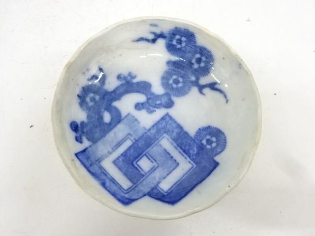 古伊万里　瀬戸印判手　唐松小皿