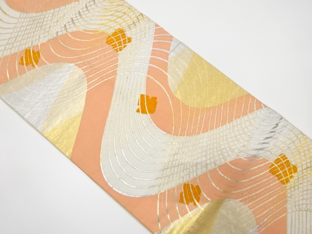 JAPANESE KIMONO / ANTIQUE HIRAKI NAGOYA OBI / SILK / WOVEN SHIKISHI PATTERN