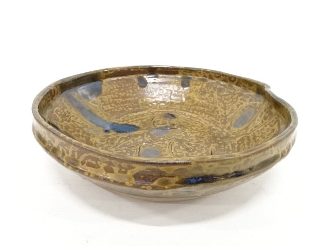 紺碧の美】懐石料理 宝石箱 茶会菓子皿 金彩陶器 花唐草文様 重箱 （宗 