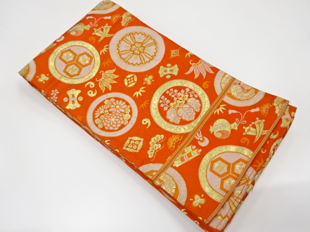 宗sou 立涌に亀甲繋ぎ・花模様織出し子供帯