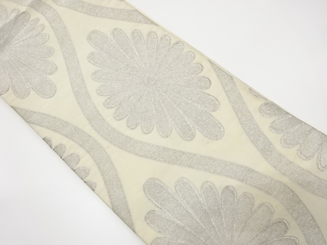 JAPANESE KIMONO / ANTIQUE FUKURO OBI / SILK / WOVEN FLORA TATEWAKU PATTERN