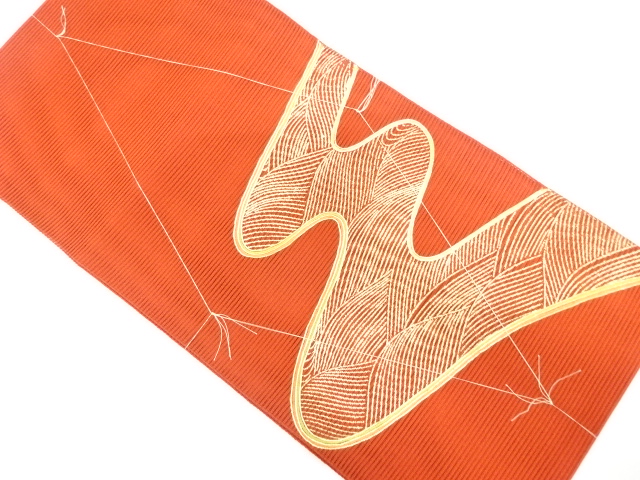 JAPANESE NAGOYA OBI FOR SUMMER / UNUSED / EMBROIDERY / TSUZURE / STREAM