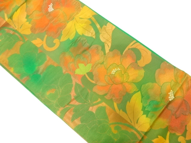 JAPANESE FUKURO OBI / WOVEN CHINESE FLOWER