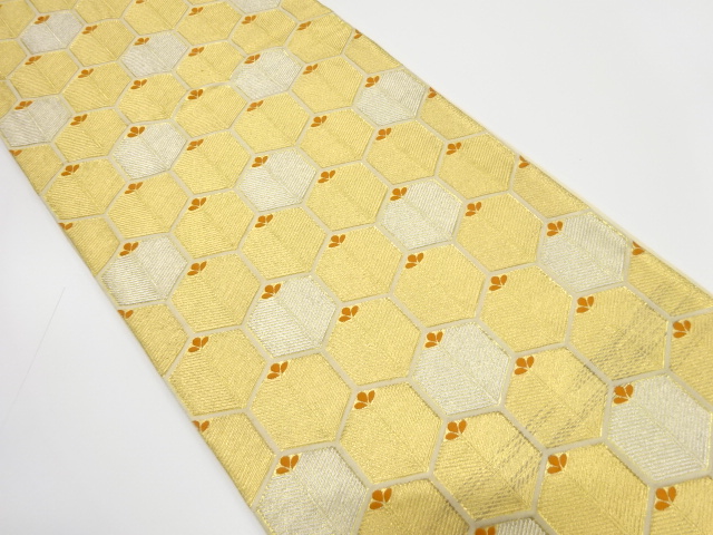 JAPANESE KIMONO / ANTIQUE FUKURO OBI / SILK / WOVEN PINE KIKKO PATTERN / BY HATTORI ORIMONO