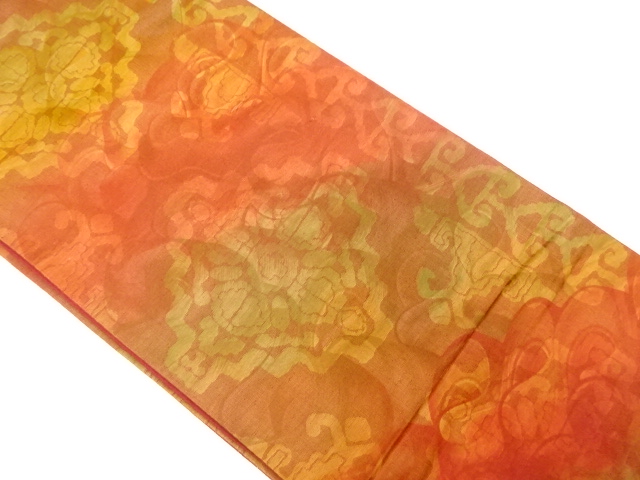未使用品　弥栄織物製　抽象花模様織り出し袋帯(未仕立て)
