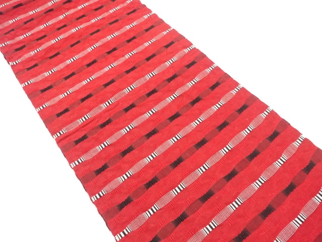 JAPANESE KIMONO / ANTIQUE NAGOYA OBI / SILK / WOVEN WAVY STRIPE