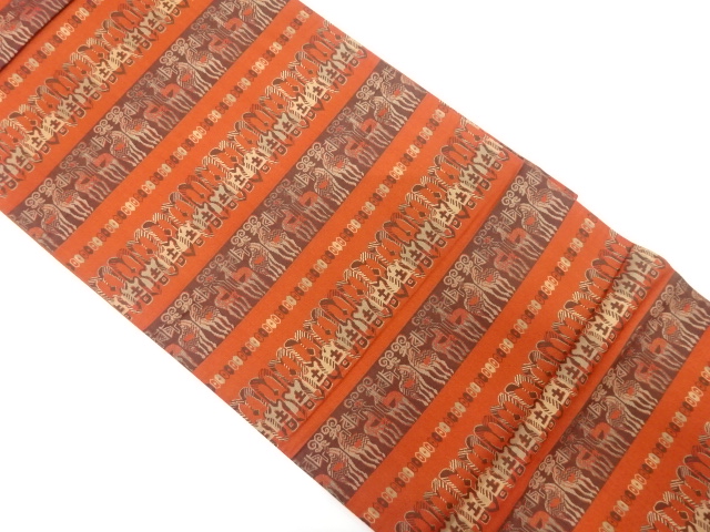 JAPANESE FUKURO OBI / UNUSED / WOVEN ABSTRACT ANIMALS(NON-TAILORED)