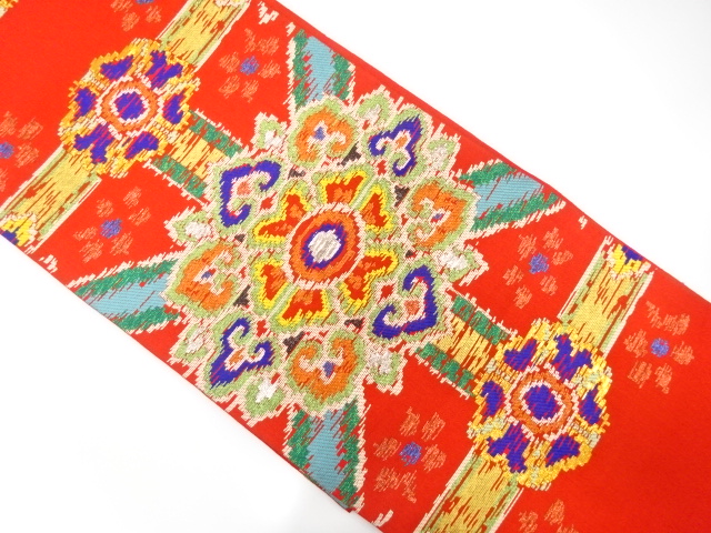 JAPANESE KIMONO / ANTIQUE FUKURO OBI / TATSUMURA / WOVEN SHOKKO NISHIKI