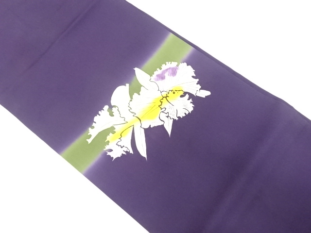 JAPANESE NAGOYA OBI / SHIOZE / HAND PAINTED / IRIS / ARTIST WORK