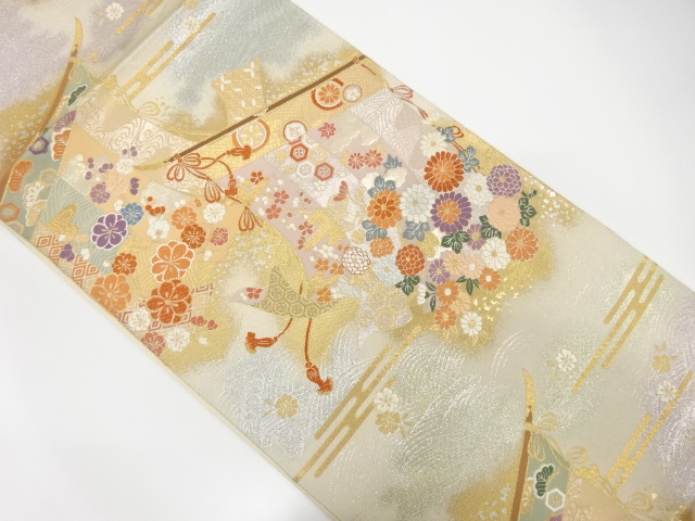 ys7144978; 宗sou 橋に松竹梅・草花・流水模様織出し袋帯 宗 sou::お茶道具・着物のお店