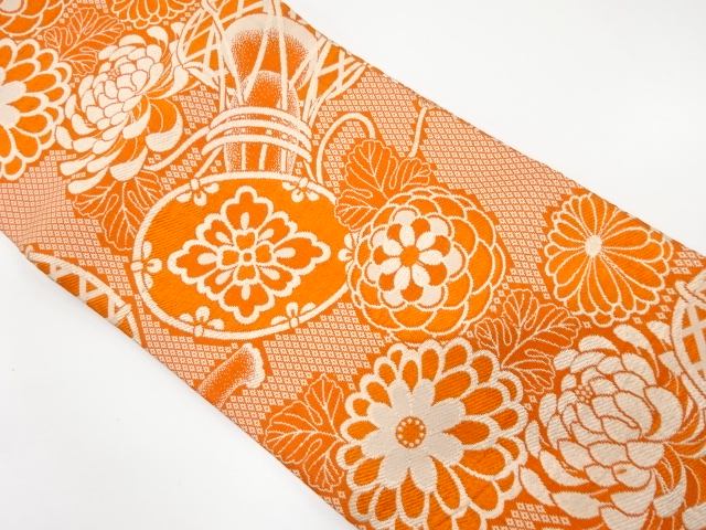 宗sou 立涌に亀甲繋ぎ・花模様織出し子供帯