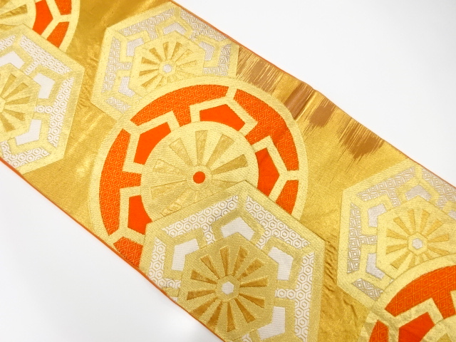 JAPANESE KIMONO / ANTIQUE FUKURO OBI / SILK / WOVEN GENJIGURUMA / KAWASHIMA SELKON