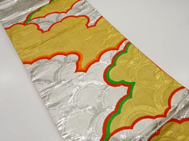 JAPANESE KIMONO / ANTIQUE OBI FOR KIDS / SILK / WOVEN CLOUDS