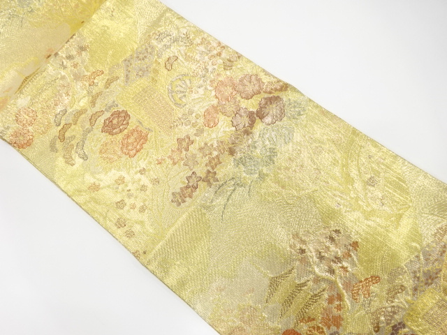 538299# 【1円～】作家物　樹木風景模様織出し袋帯 樹木風景模様織り出し袋帯（材料）アンティーク中古