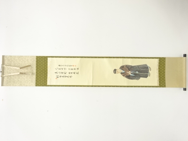 前大徳　細合喝堂筆　利休居士像賛　肉筆紙本掛軸